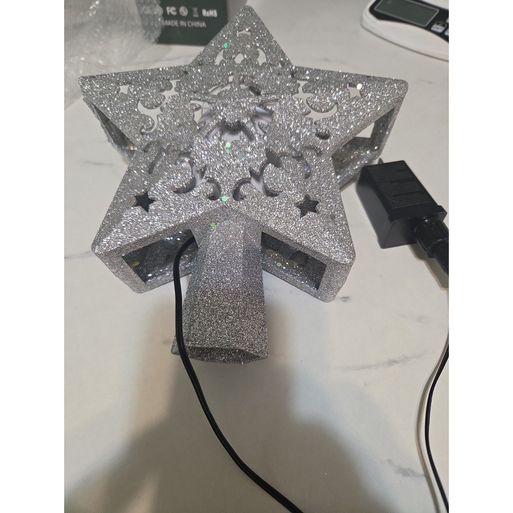 LED Projector Christmas Tree Topper Silver Color 10 In - Picture 5 of 10